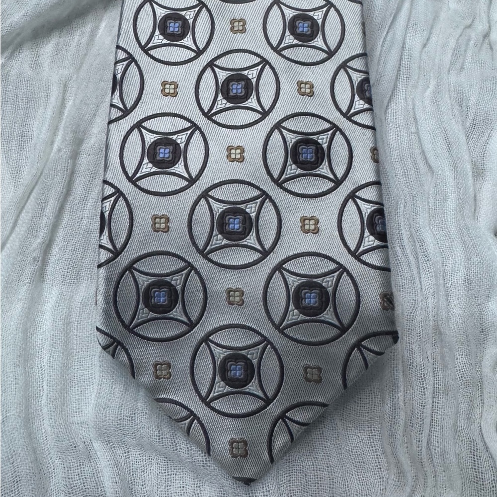 Robert Talbott Silver And Brown Patterned Tie - image 1